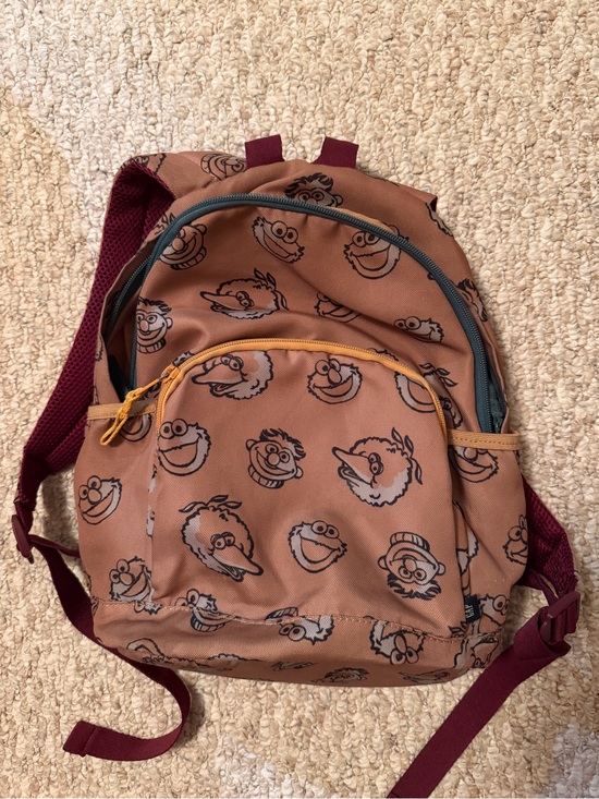 GAP Other - Brown Sesame Street Print Backpack with Maroon Straps - GAP